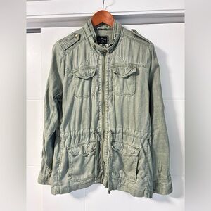 Lucky Brand Women’s Green Linen Military Style Jacket